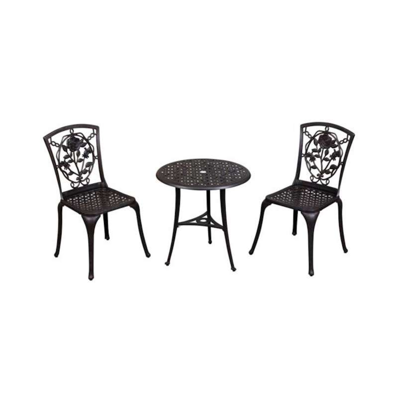 Inko Bistro-Set Rose Alu-Guss Tisch Ø 66 cm Stühle ohne Armlehnen 2 Farben zur Wahl
