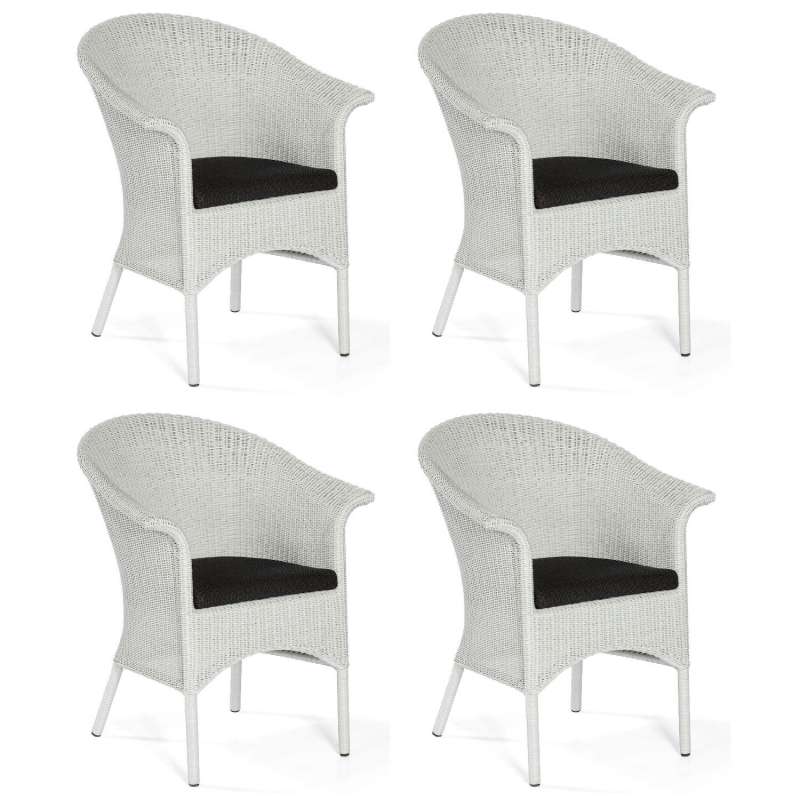 Sonnenpartner 4er-Set Garten-Sessel Cayman Aluminium mit Polyrattan white-washed Loom-Optik Gartenst