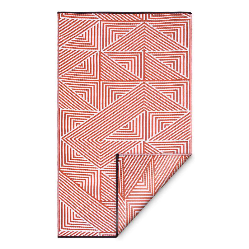 Fab Hab Tokyo Outdoorteppich 240 x 300 cm Burnt Orange aus recyceltem Plastik weiß/orange