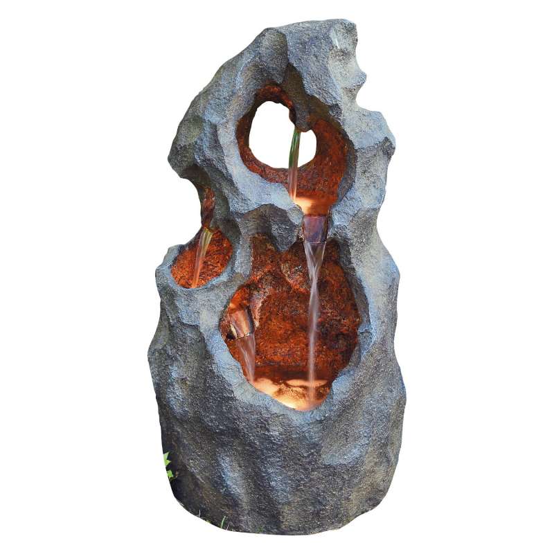 Granimex Taifun Polystone Wasserfall mit Pumpe und LED-Beleuchtung Zierbrunnen Wasserspiel 85x47x40