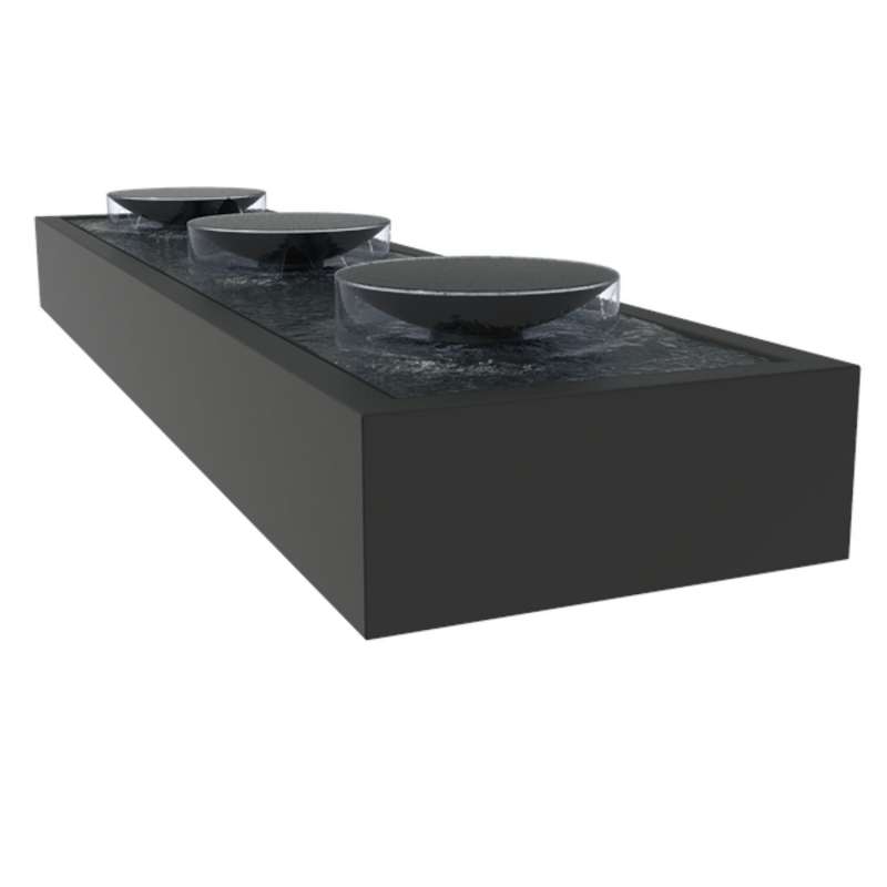 Adezz Wassertisch mit Schalen Aluminium schwarzgrau Wasserspiel Pumpe LED verschiedene Größen