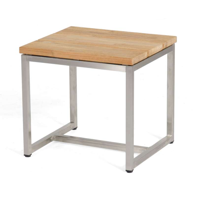 Sonnenpartner Beistelltisch/Sitzhocker Skyline 50x45 cm Teakholz und Edelstahl