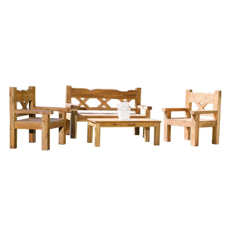 Sonnenpartner 4-teilige Lounge-Sitzgruppe Jumbo Charleston Old Teak Loungegruppe