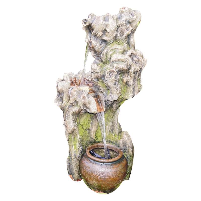Granimex Zang Polystone Wasserfall mit Pumpe und LED-Beleuchtung Zierbrunnen Wasserspiel 100x50x49 c