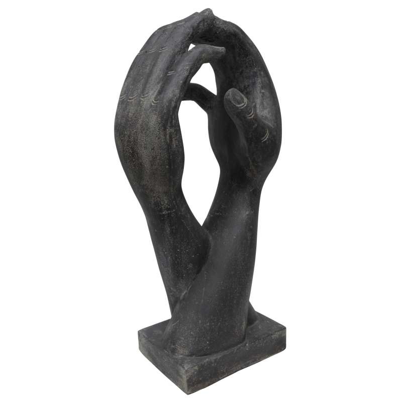 Asiastyle 2 Hände auf Sockel stehend abstrakte Skulptur Kunstfigur 100 cm Steinguss antikfinish