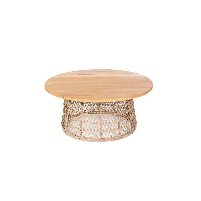 Sonnenpartner Lounge-Tisch Retro ø 100 cm Aluminium mit Teak Loungetisch