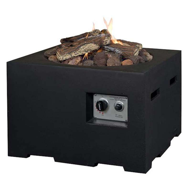 Happy Cocooning Mania Feuertisch 12 kW quadratisch klein 60x60x40 cm Beton-Optik schwarz