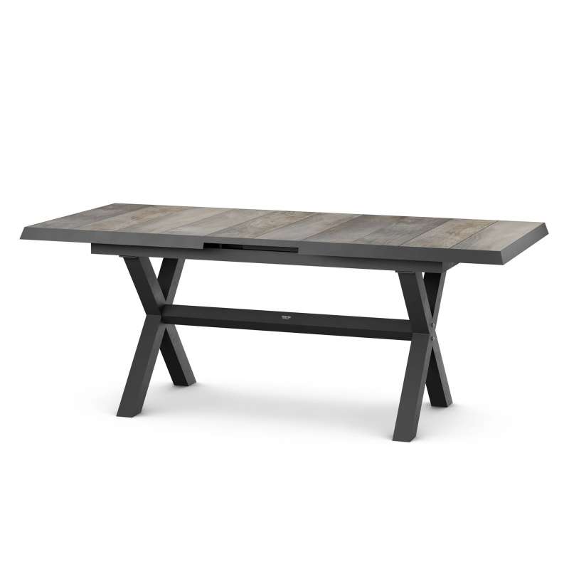 Siena Garden Sincro Tisch, ausziehbar, 160/200x90 cm – Aluminium (matt anthrazit) & Keramik (washed-