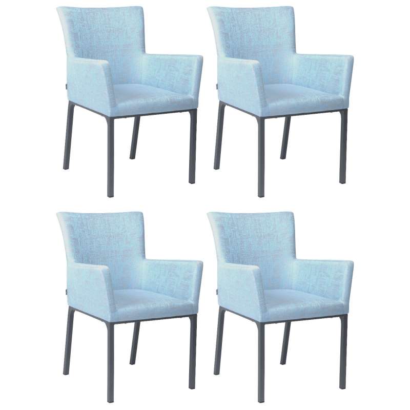 Stern 4er-Set Dining-Sessel Artus Aluminium anthrazit/ Outdoorstoff hellblau seidengrau Loungesessel