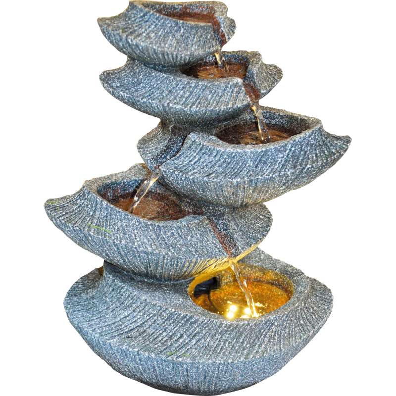 Granimex Yoga Raumbrunnen in Terrazzo-Optik inkl. Pumpe und LED-Beleuchtung Wasserspiel 36x25x18 cm