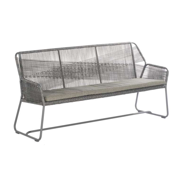 Sonnenpartner Bank 3-Sitzer Observer Alu/PE-Kunstoffgeflecht light-coal, inkl. Sitzkissen Copacabana