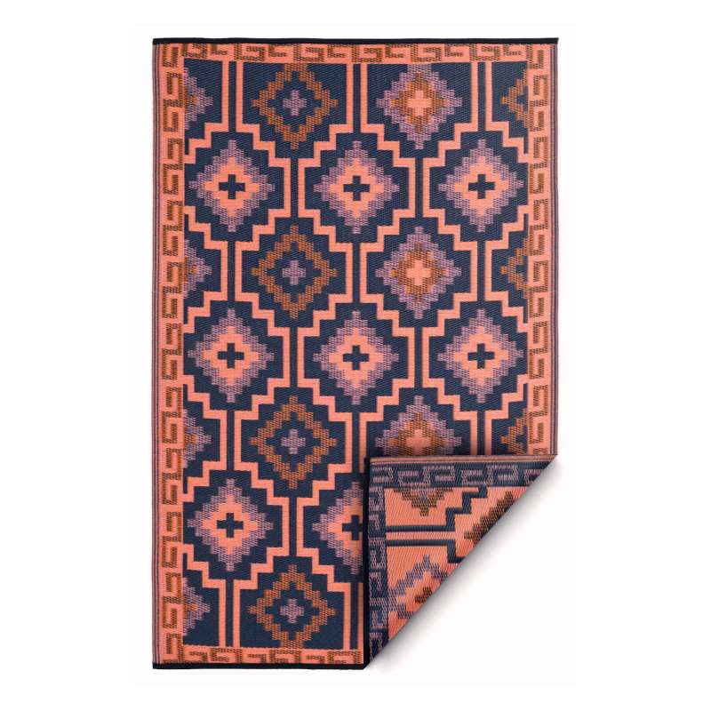 Fab Hab Outdoorteppich Lhasa Coral aus recyceltem Plastik blau/koralle 180x270 cm