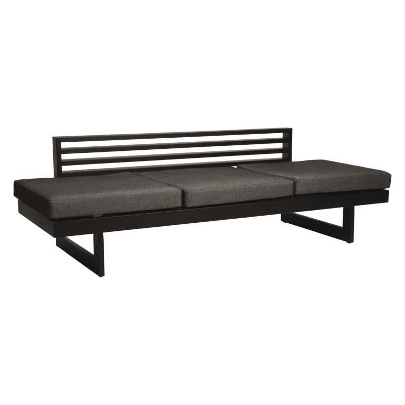 Stern Dining/Lounge-Bank New Holly 216x80 cm Aluminium matt schwarz/Textilen Leinen grau/seidenschwa