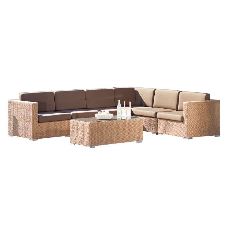 Sonnenpartner 7-tlg Lounge-Sitzgruppe Residence Aluminium Polyrattan Hyazinthoptik
