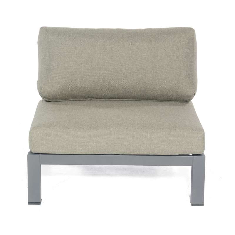 Sonnenpartner Lounge-Mittelmodul Equila Aluminium/Teakholz mit Kissen anthrazit Lounge-Sessel