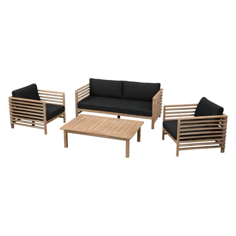 Inko 4-teilige Lounge-Sitzgruppe Jasper Akazienholz Teak-Optik mit Tisch 120x80 cm Loungegruppe