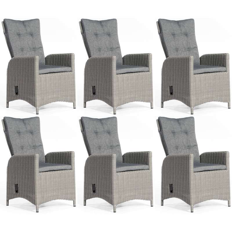 SunnySmart 6x Dining-Sessel Para-Plus Aluminium/Kunststoffgeflecht rustic-vintage
