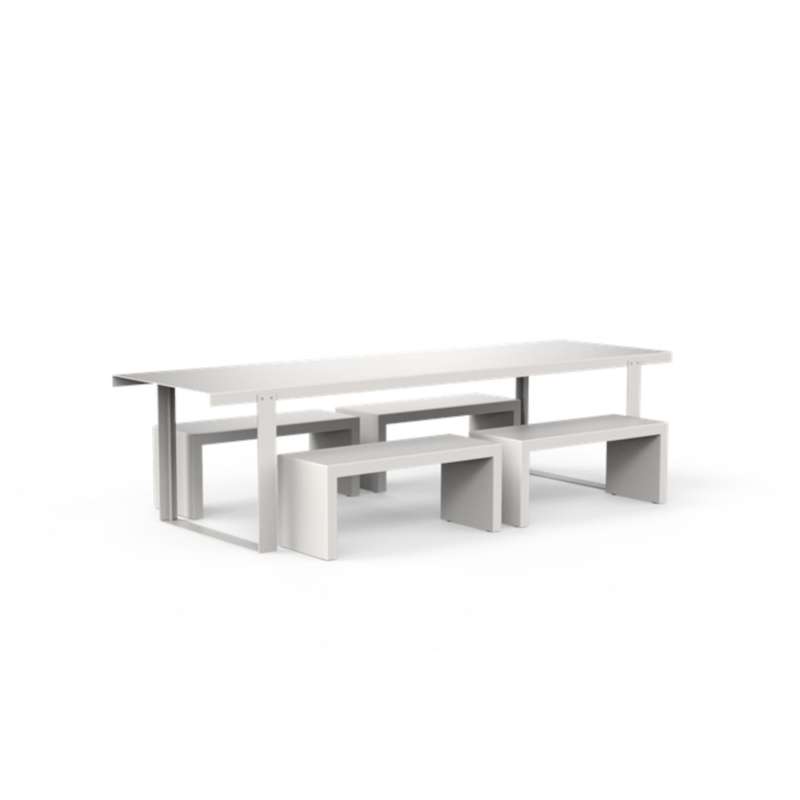 One To Sit 5-teilige Sitzgruppe Base Placa Aluminium weiß RAL 299x90 cm