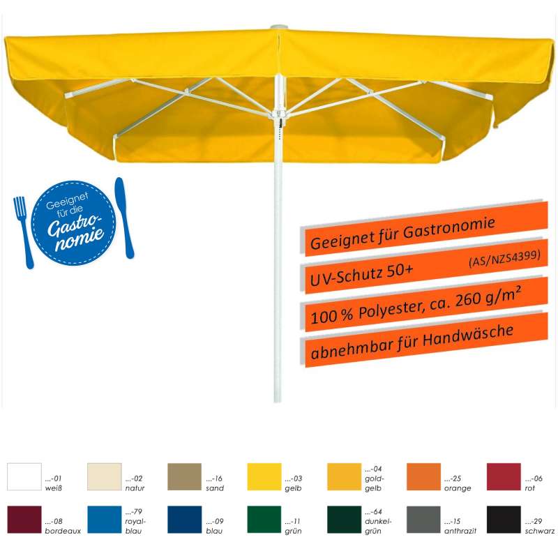 Schneider Schirme Quadro Mittelmastschirm 300 x 300 cm Gastro in 14 Farbvarianten Sonnenschirm