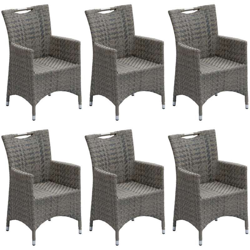 Inko 6er-Set Sessel Kent Aluminium/Geflecht grau Gartenstuhl 59x57x89 cm Polyrattan