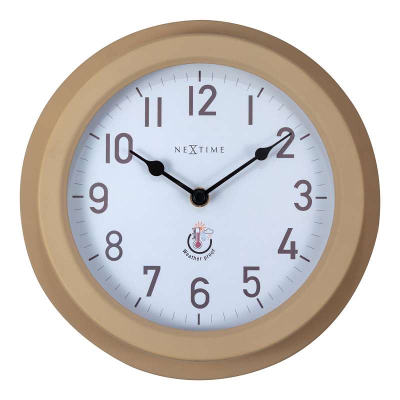 NeXtime Wanduhr Poppy Metall sand Ø 22 cm für Innen und Außen Gartenuhr