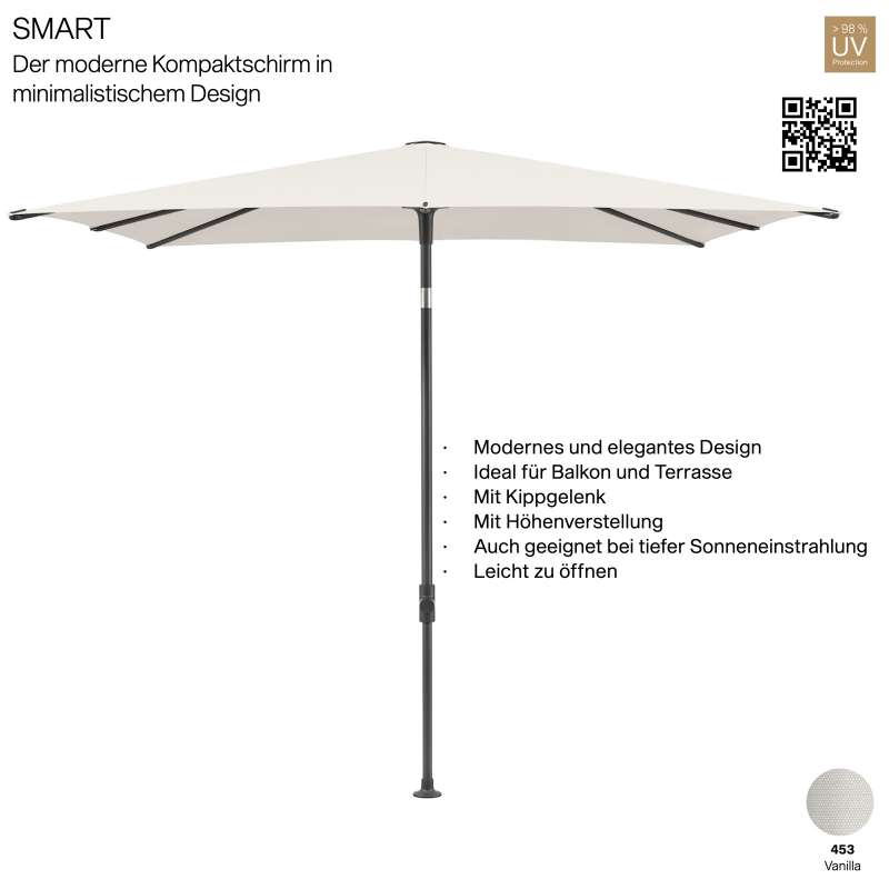 GLATZ Sonnenschirm SMART quadratisch 240 x 240 cm Gestell anthrazit Stoff Farbe 453 Vanilla Mittelma