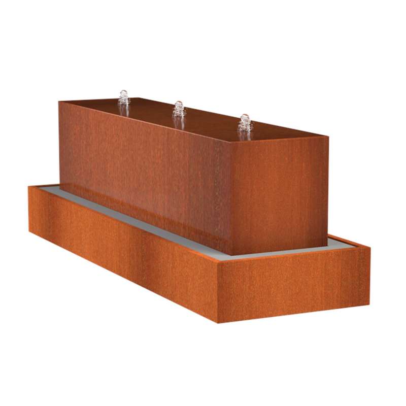 Adezz Wasserblock Corten-Stahl 300x70x70 cm Rost braun/orange Wasserspiel mit Pumpe und LED