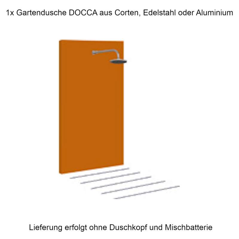 Mecondo Gartendusche DOCCA 90x225x6 cm Corten/Aluminium/Edelstahl Pooldusche Saunadusche