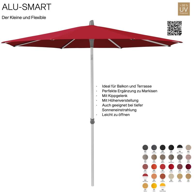 GLATZ Sonnenschirm ALU-SMART ø 250 cm Gestell natureloxiert Stoff 100 % Polyacryl verschiedene Farbe