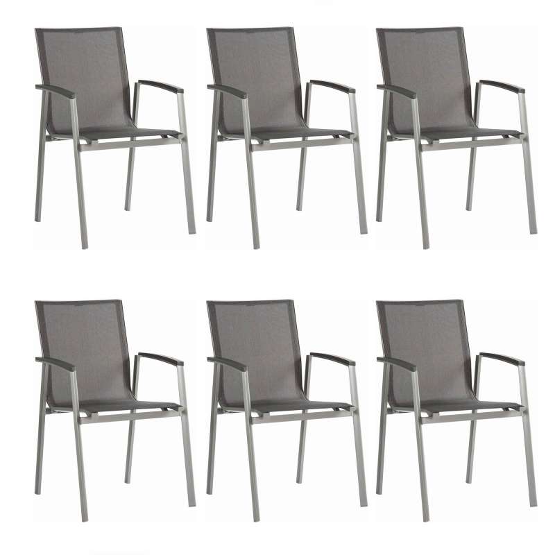 Stern 6 Stk Stapelsessel New Top Aluminium graphit/silbergrau Gartenstuhl 417933