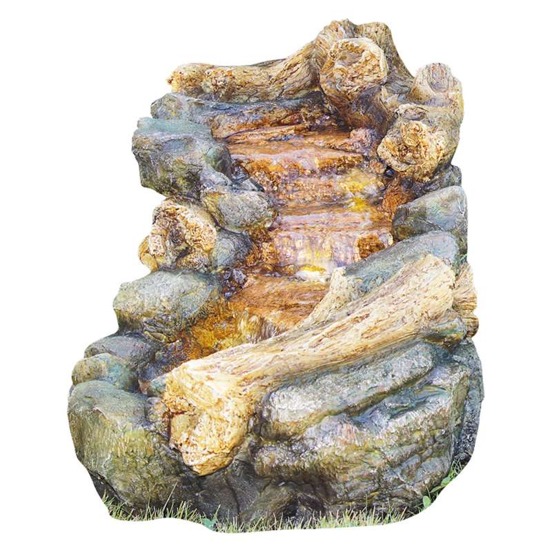 Granimex Bianshi Polystone Bachlauf mit Pumpe und LED Springbrunnen Gartenbrunnen 104x46x49 cm