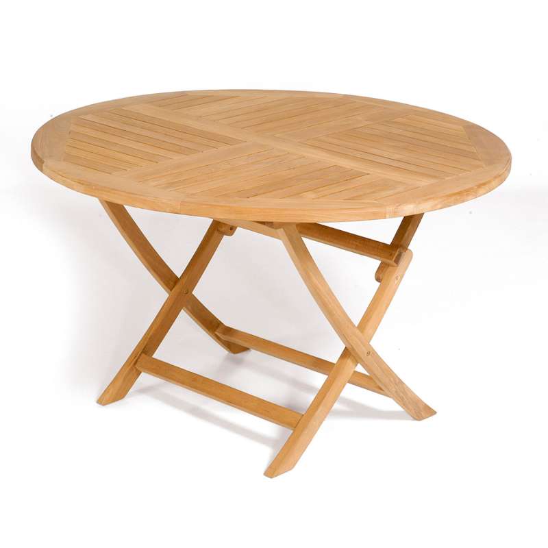 SunnySmart Teakholz-Klapptisch York natur Tisch rund Ø 120 cm Balkontisch