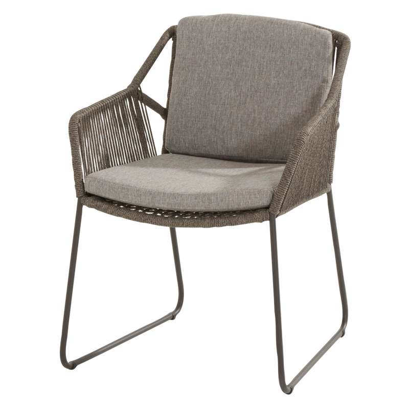 4Seasons Outdoor Dining Sessel Accor inkl. 2 Kissen Outdoorsessel Gartenstuhl mittelgrau