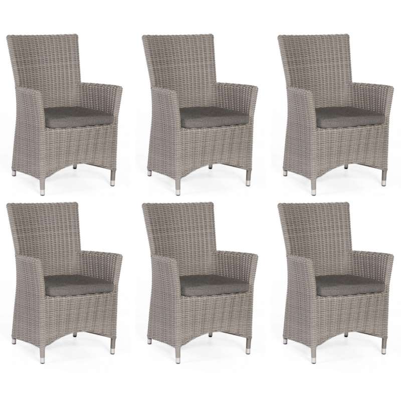 Sonnenpartner 6x Garten-Sessel Ikarus Aluminium/Polyrattan stone-grey Gartenstuhl