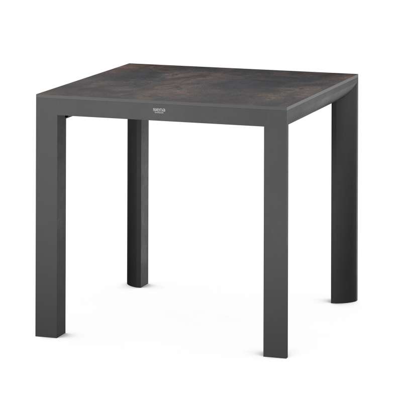 Siena Garden Silva Dining Tisch – 80 x 80 cm, Aluminium (matt anthrazit) & HPL Titan