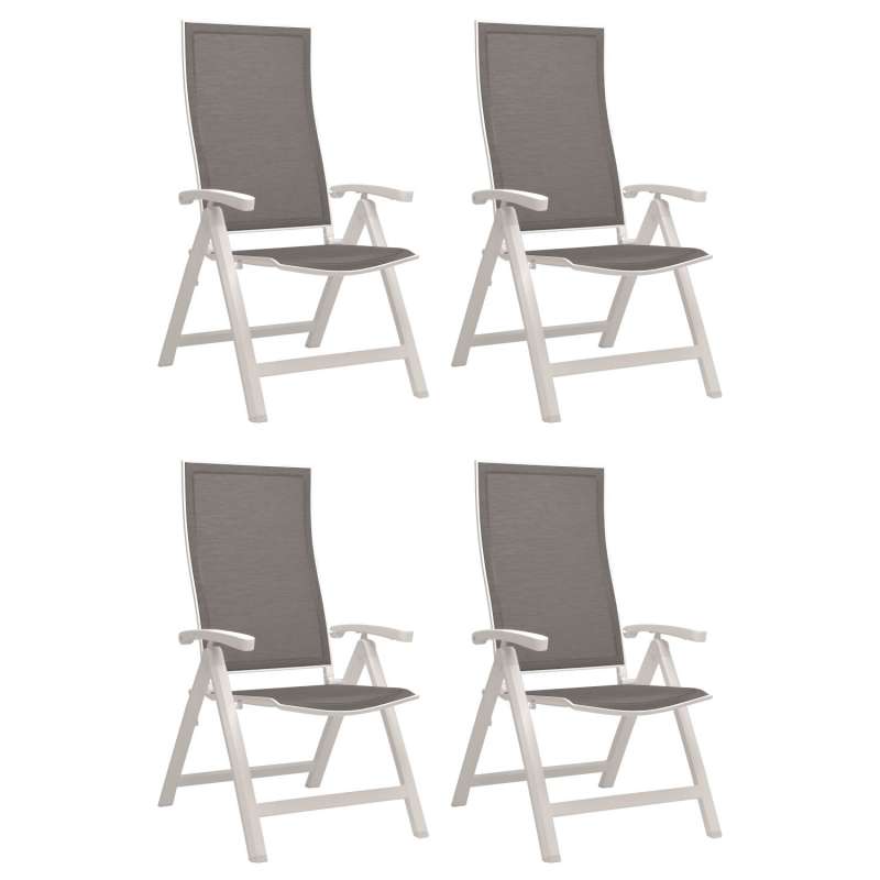 Stern 4er-Set Klappsessel Kari Aluminium weiß/Textilen silber Gartenstuhl Hochlehner