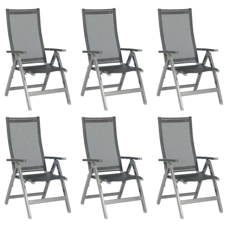 Sonnenpartner 6er-Set Klappsessel Fresno Aluminium/Textilen anthrazit Klappstuhl