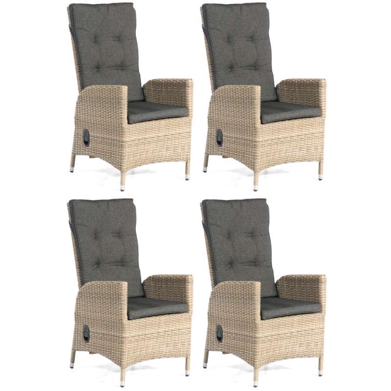 SunnySmart 4x Dining-Sessel Para-Basic Aluminium mit Kunststoffgeflecht sandstone