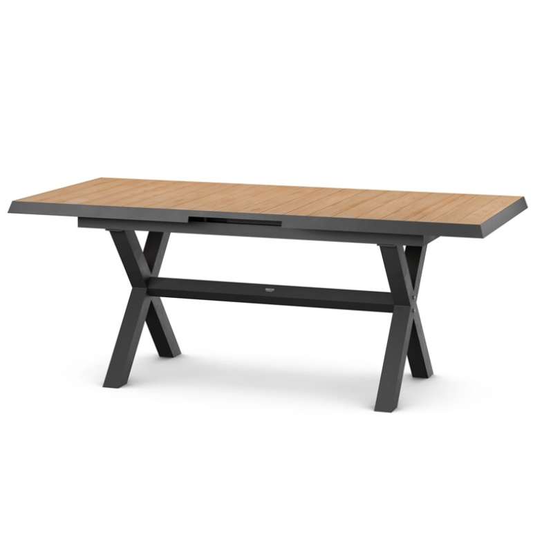Siena Garden Sincro Dining Tisch, ausziehbar 160/200 x 100 cm - Aluminium (matt anthrazit) FSC-Teak