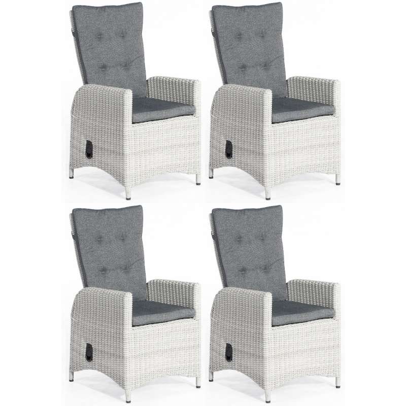 SunnySmart 4x Dining-Sessel Para-Plus Aluminium mit Kunststoffgeflecht silber-grau