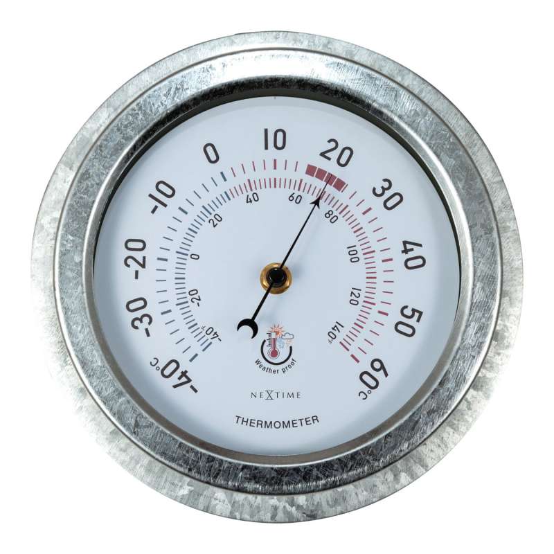 NeXtime Wand-Thermometer Lily Metall silber Ø 22 cm für Innen und Außen