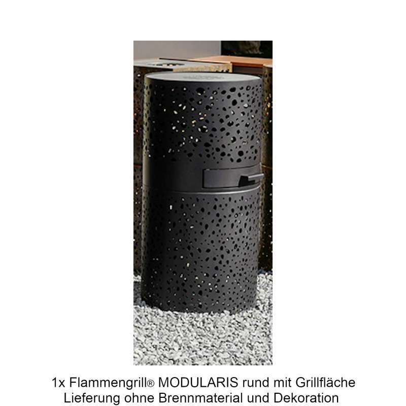 Mecondo Flammengrill® MODULARIS rund 40x90 cm Edelstahl-Grillfäche Corten/Edelstahl Feuertisch