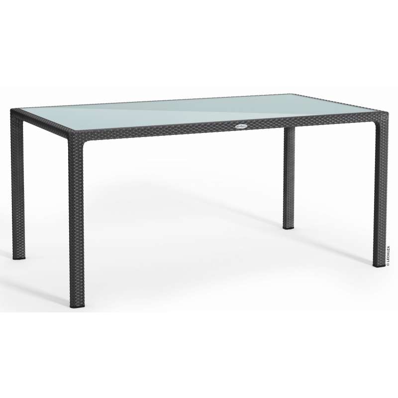Lechuza Gartentisch Flechtstruktur 160x90 cm HPL/Glas weiß/granit/mokka Esstisch Landhausstil