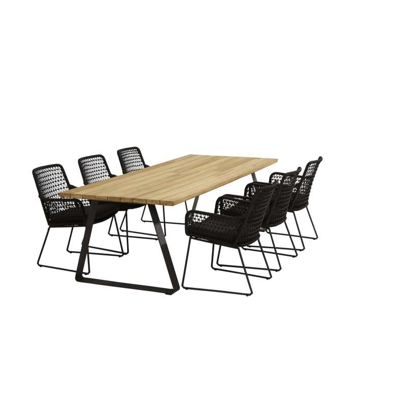 Aqua-Saar La Playa II 7-teilige Sitzgruppe Diningtisch 240 x 100 cm Teakholz Komplettset