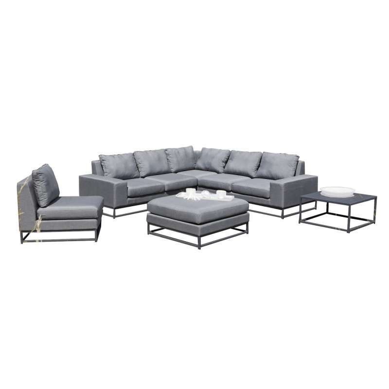 Sonnenpartner 6-teilige Lounge-Sitzgruppe Unique Aluminium mit Kissen flanell Loungesitzgruppe Sunbr