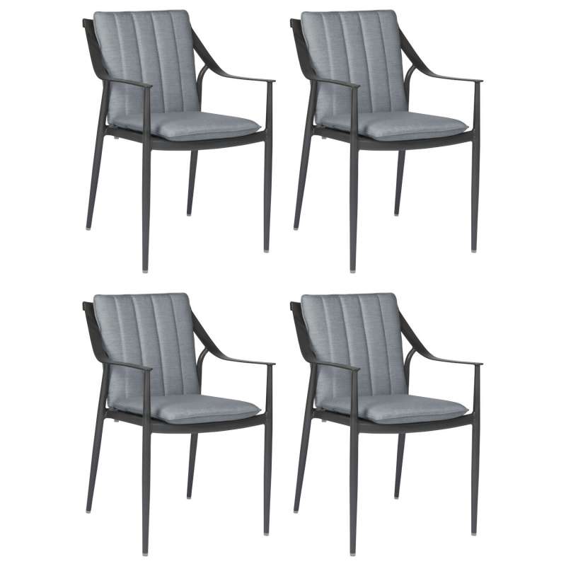 Stern 4er-Set Dining-Sessel Vanda Aluminium anthrazit/Outdoorstoff seidengrau Gartenstuhl