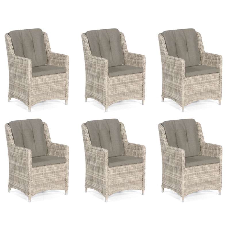 Sonnenpartner 6er-Set Garten-Sessel Avatar Aluminium mit Polyrattan white-coral Gartenstuhl Hochlehn