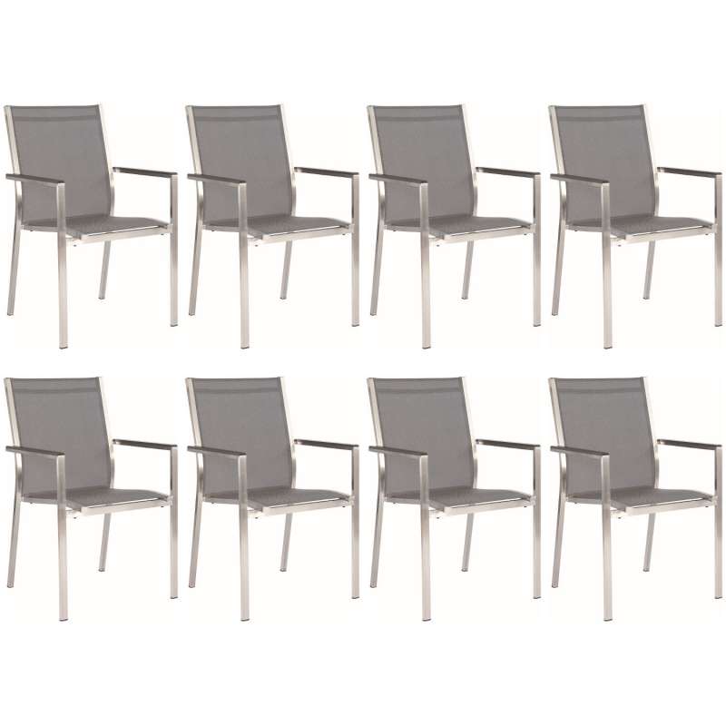 Stern 8er-Set Stapelsessel Cardiff Edelstahl silbergrau/anthrazit Gartenstuhl Stapelstuhl