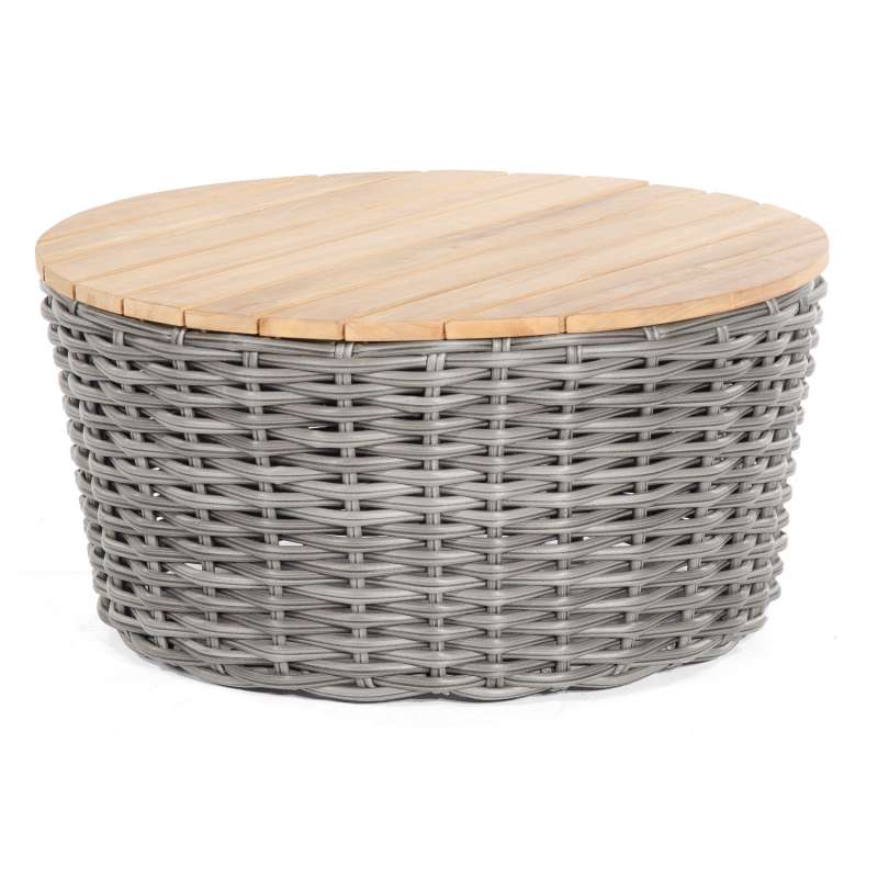 Sonnenpartner Loungetisch Sands Ø 91 cm Aluminium/Teakholz mit Polyrattan charcoal Lounge-Tisch