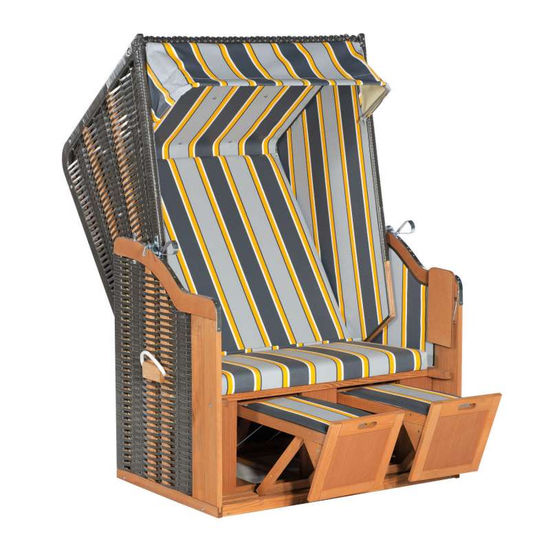 SunnySmart Garten-Strandkorb Rustikal 50 BASIC 2-Sitzer anthrazit/gelb PVC-Stoff